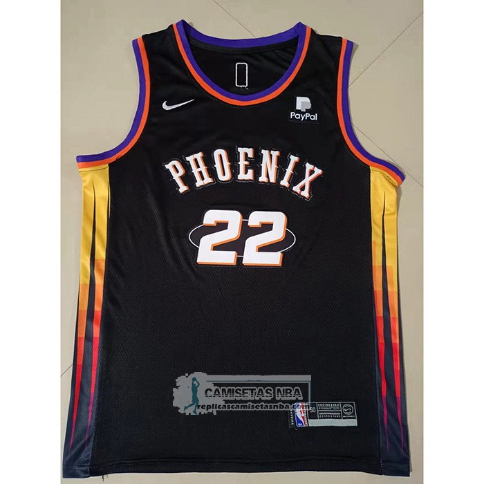 Camiseta Phoenix Suns Deandre Ayton NO 22 75th Anniversary 2022 Negro